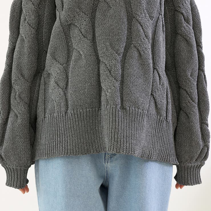 バルキーケーブルVネックニットプルオーバー | FUNNY COMPANY＋  | 詳細画像23 
