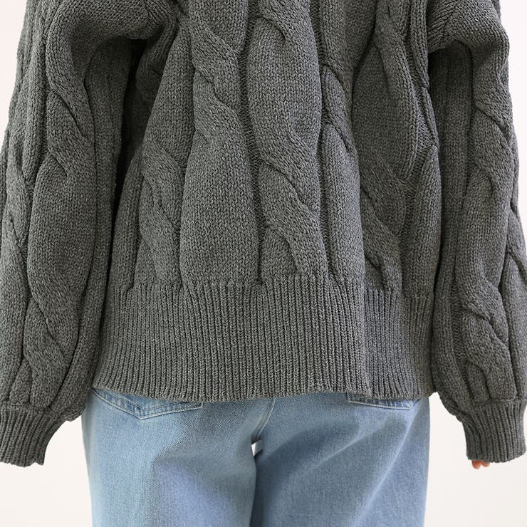 バルキーケーブルVネックニットプルオーバー | FUNNY COMPANY＋  | 詳細画像24 