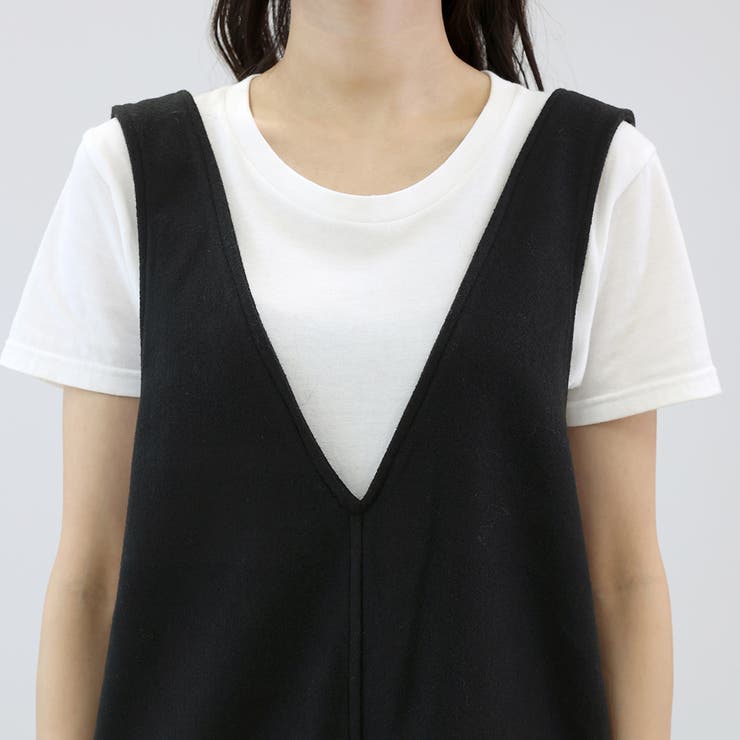 フェイクウールVネック2WAYサロペットワンピース | FUNNY COMPANY＋  | 詳細画像21 