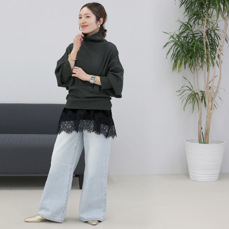 総針編みハイネックドルマンニットプルオーバー | FUNNY COMPANY＋  | 詳細画像6 