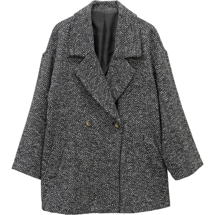 ヘリンボーンツイードダブルテーラードミドルコート | FUNNY COMPANY＋  | 詳細画像25 