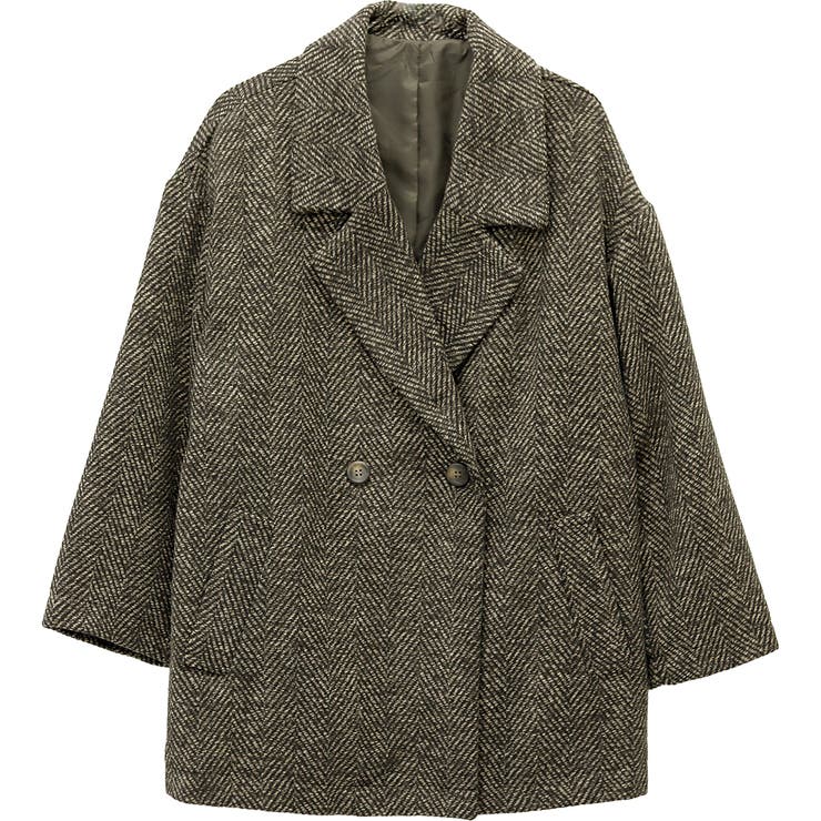 ヘリンボーンツイードダブルテーラードミドルコート | FUNNY COMPANY＋  | 詳細画像26 