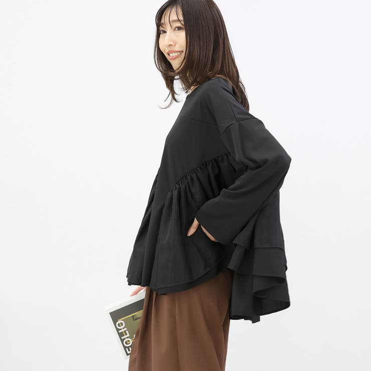 異素材切替フリルブラウス | FUNNY COMPANY＋  | 詳細画像5 