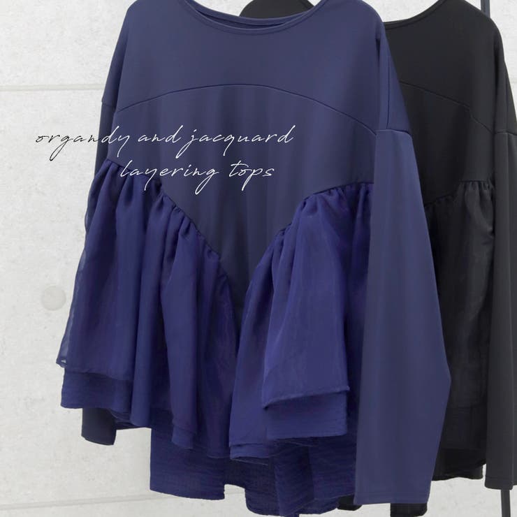 異素材切替フリルブラウス | FUNNY COMPANY＋  | 詳細画像8 