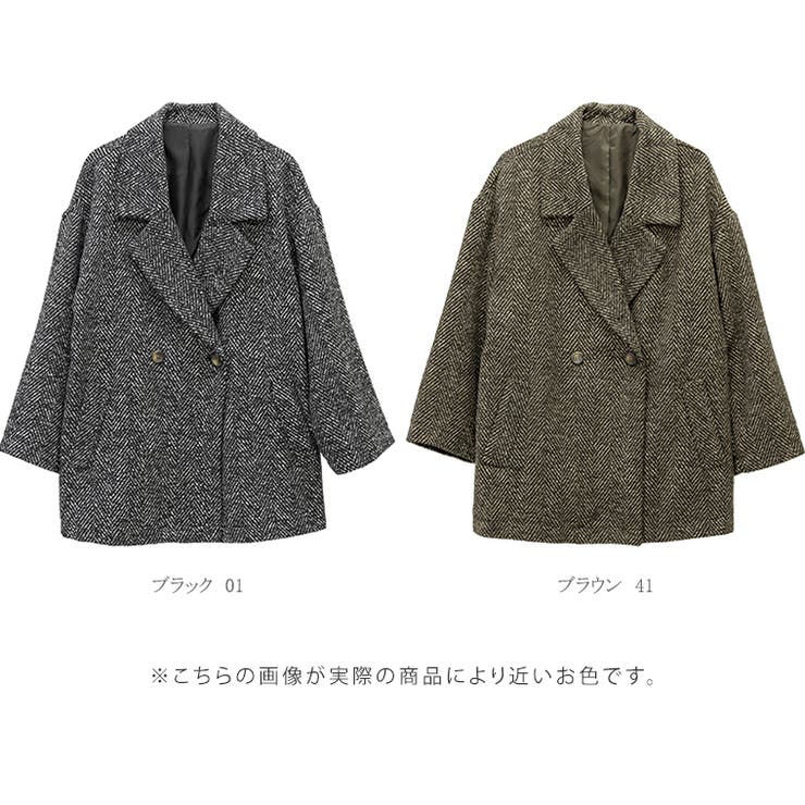 ヘリンボーンツイードダブルテーラードミドルコート | FUNNY COMPANY＋  | 詳細画像9 