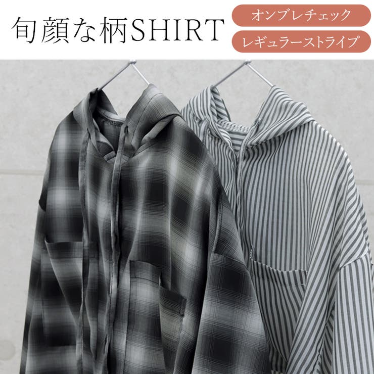 先染めプリントシアーフードシャツ | FUNNY COMPANY＋  | 詳細画像3 