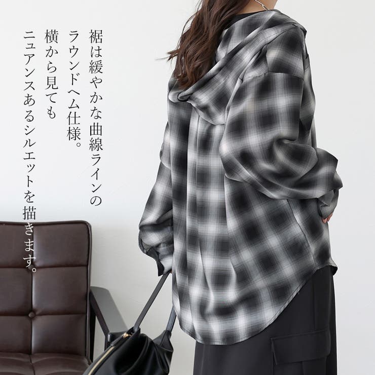 先染めプリントシアーフードシャツ | FUNNY COMPANY＋  | 詳細画像7 