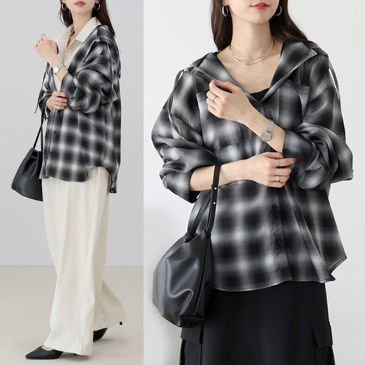 先染めプリントシアーフードシャツ | FUNNY COMPANY＋  | 詳細画像9 