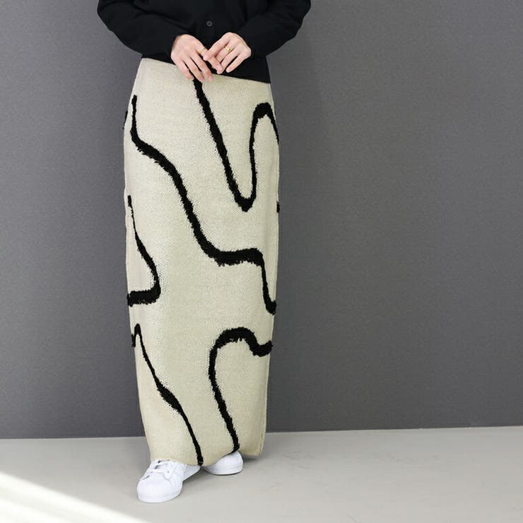 ラインジャガードロングニットスカート | FUNNY COMPANY＋  | 詳細画像15 