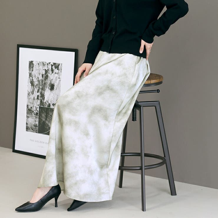 ニュアンス柄マットサテンロングスカート | FUNNY COMPANY＋  | 詳細画像15 