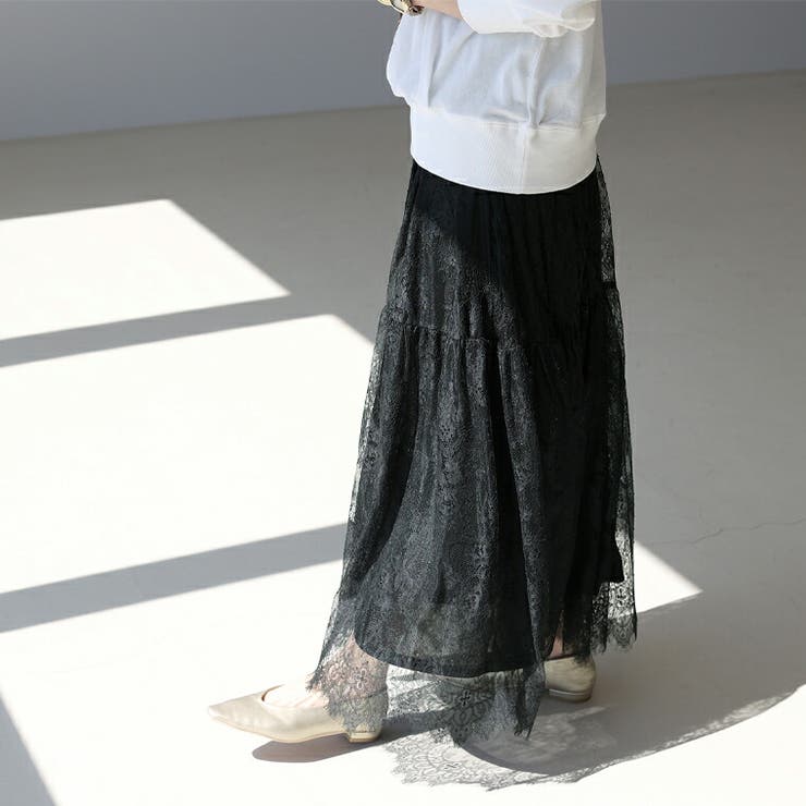 ペチ付切替レースロングスカート | FUNNY COMPANY＋  | 詳細画像12 