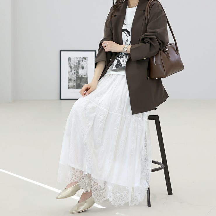 ペチ付切替レースロングスカート | FUNNY COMPANY＋  | 詳細画像16 