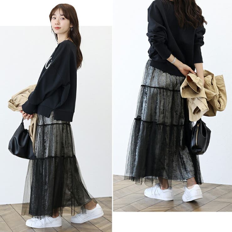 メタリックｘチュール重ねロングスカート | FUNNY COMPANY＋  | 詳細画像11 