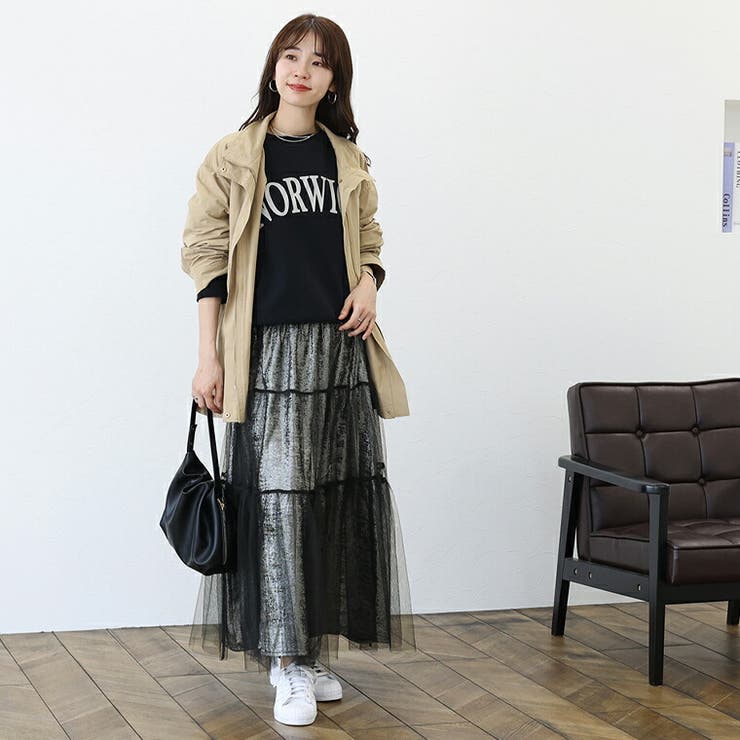 メタリックｘチュール重ねロングスカート | FUNNY COMPANY＋  | 詳細画像13 