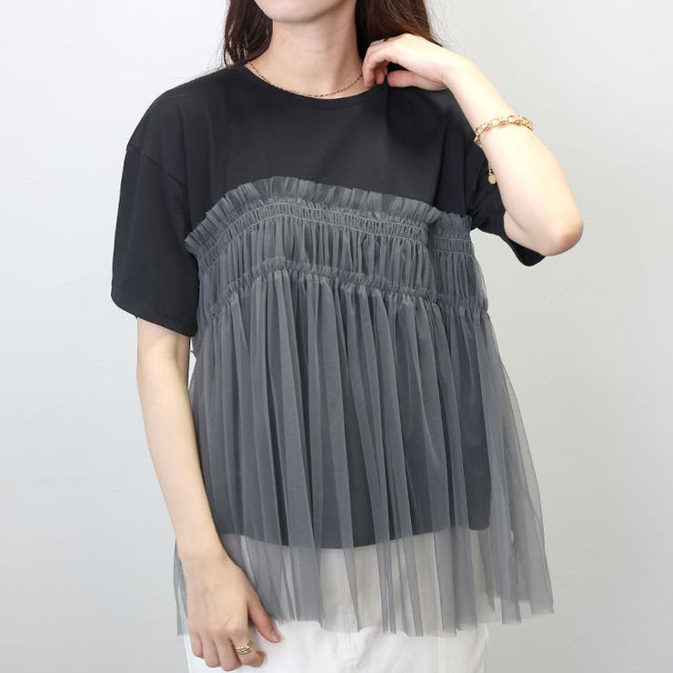 T/C天竺ｘチュールドッキングカットソー | FUNNY COMPANY＋  | 詳細画像18 