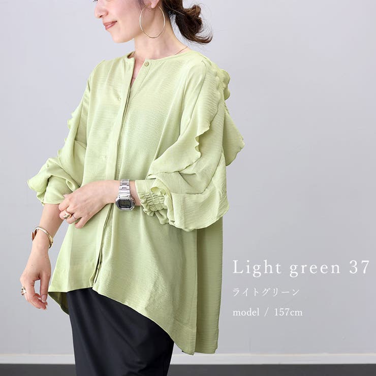 シワ加工袖フリル前開きブラウス | FUNNY COMPANY＋  | 詳細画像11 