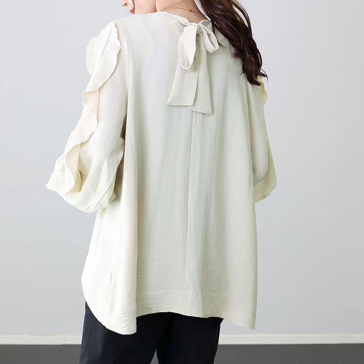 シワ加工袖フリル前開きブラウス | FUNNY COMPANY＋  | 詳細画像17 