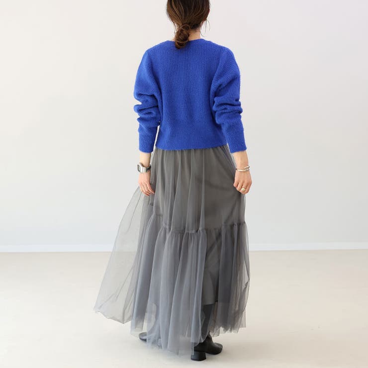 片畦ナイロンフェザークルーネックカーディガン | FUNNY COMPANY＋  | 詳細画像19 