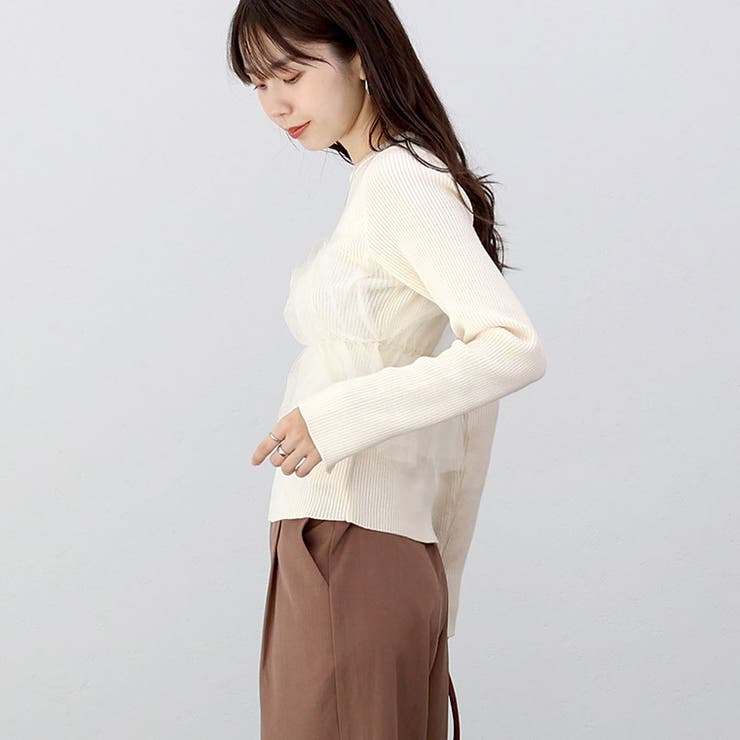 チュールレイヤードリブニットプルオーバー | FUNNY COMPANY＋  | 詳細画像15 