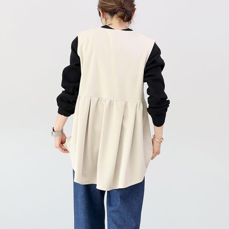 カットツイルVネックペプラムベスト | FUNNY COMPANY＋  | 詳細画像16 