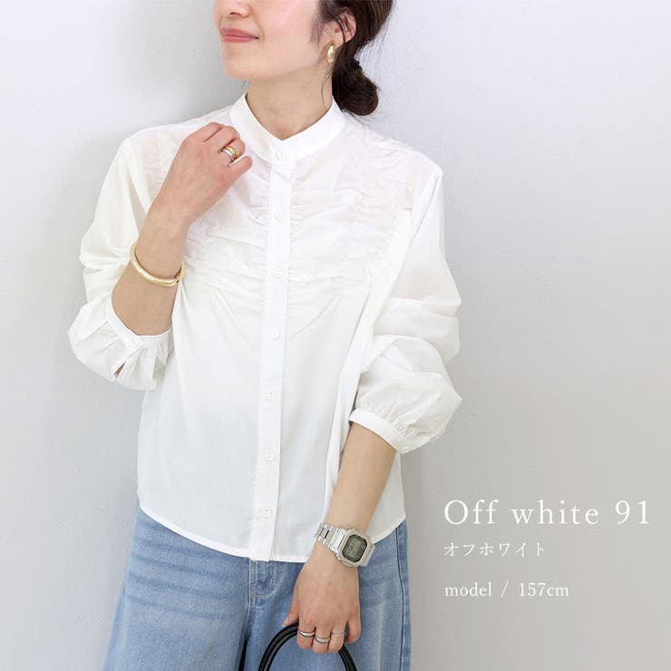 T/Cバンドカラーシャーリングブラウス | FUNNY COMPANY＋  | 詳細画像11 