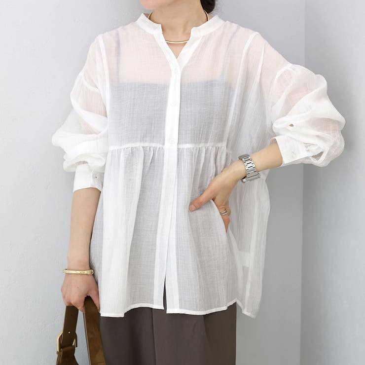 ギャザー切替前開きブラウス | FUNNY COMPANY＋  | 詳細画像17 