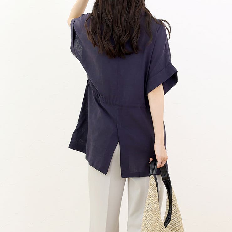 リネンブレンドドロストシャツチュニック | FUNNY COMPANY＋  | 詳細画像13 