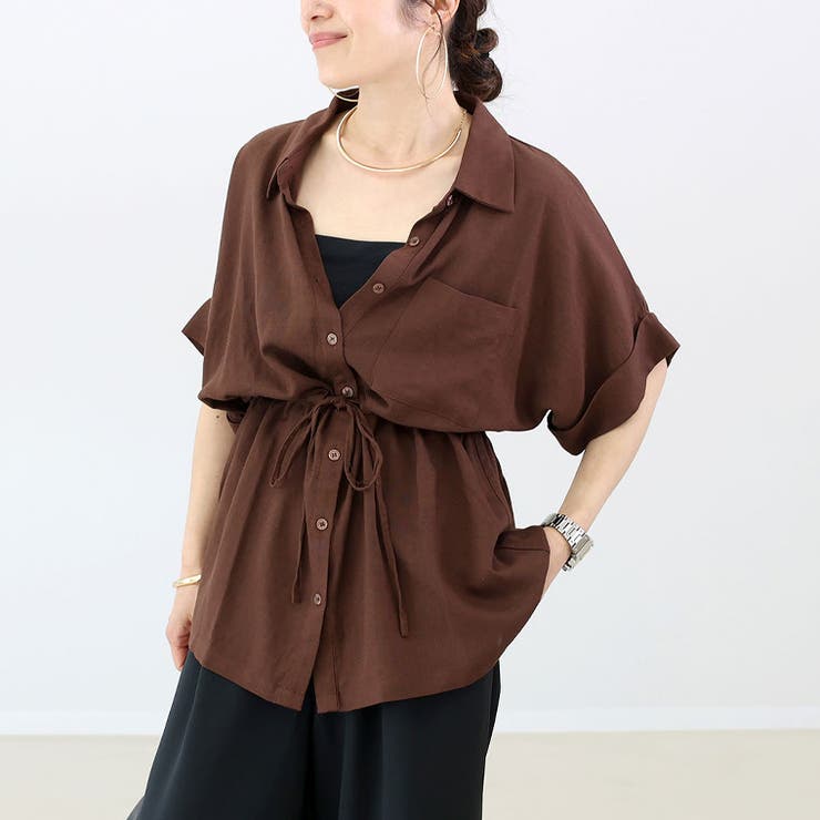 リネンブレンドドロストシャツチュニック | FUNNY COMPANY＋  | 詳細画像15 