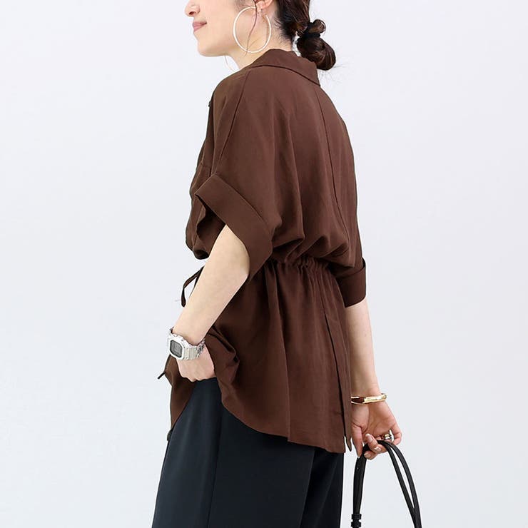 リネンブレンドドロストシャツチュニック | FUNNY COMPANY＋  | 詳細画像17 