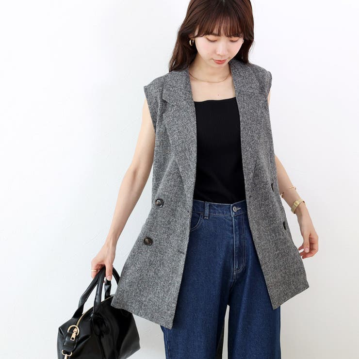 ミックスツイードベルト付テーラードベスト | FUNNY COMPANY＋  | 詳細画像13 