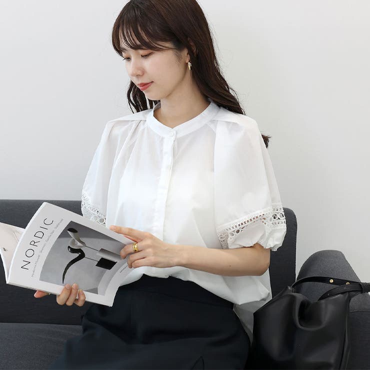 カットレース使いT/C前開きブラウス | FUNNY COMPANY＋  | 詳細画像15 