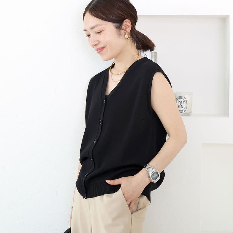 リネンライクVネックニットベスト | FUNNY COMPANY＋  | 詳細画像17 