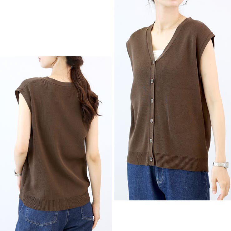 リネンライクVネックニットベスト | FUNNY COMPANY＋  | 詳細画像19 