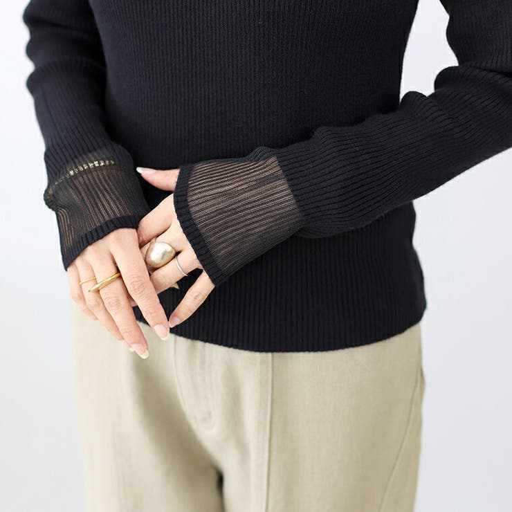 袖シアーハイネックリブニットプルオーバー | FUNNY COMPANY＋  | 詳細画像14 