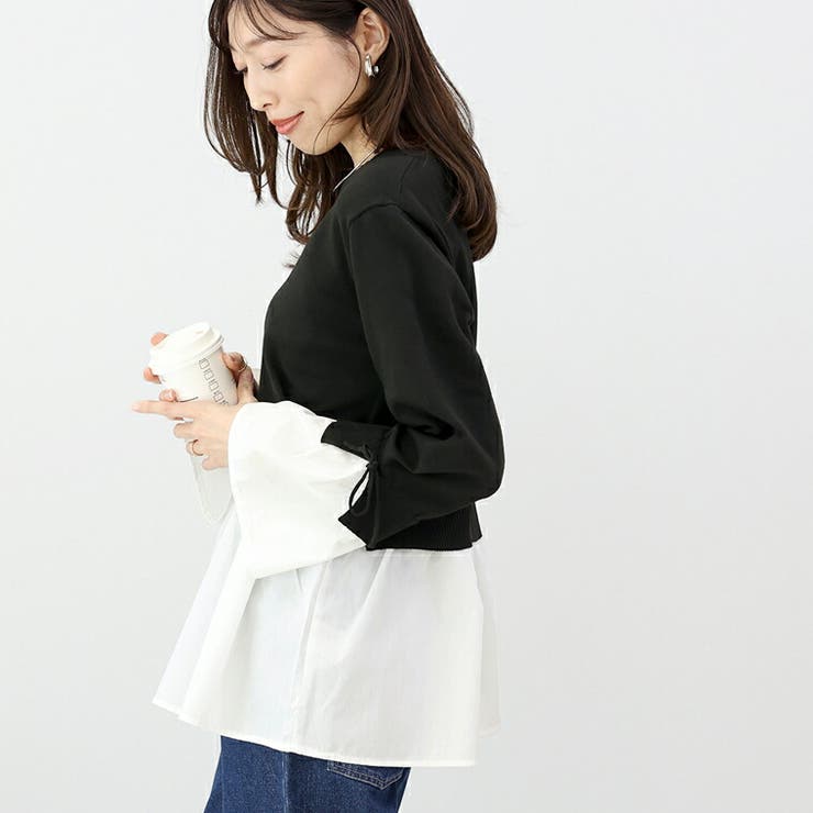 異素材切替ニットプルオーバー | FUNNY COMPANY＋  | 詳細画像12 