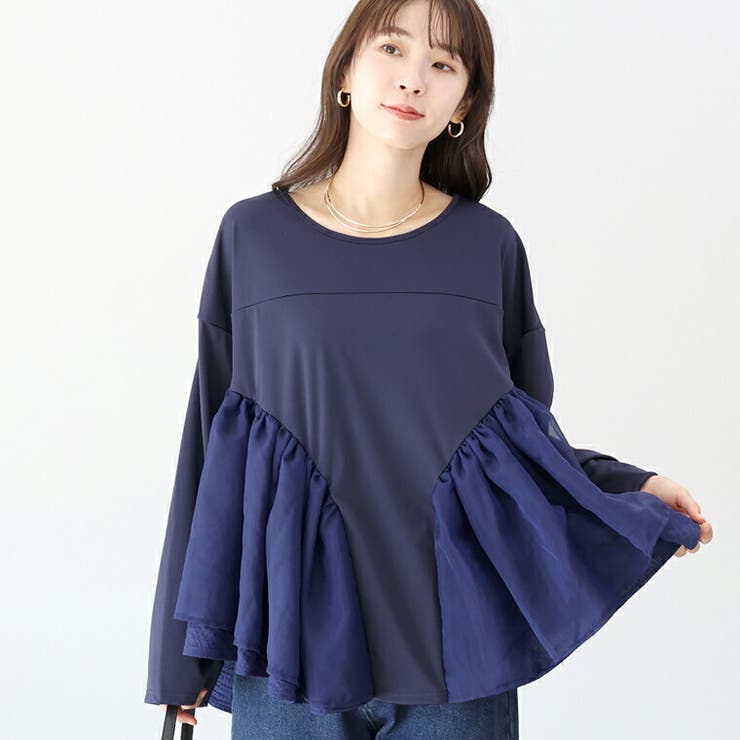 異素材切替フリルブラウス | FUNNY COMPANY＋  | 詳細画像18 