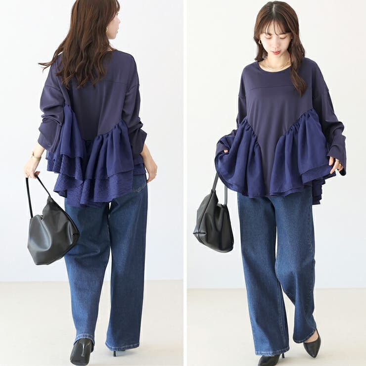 異素材切替フリルブラウス | FUNNY COMPANY＋  | 詳細画像19 