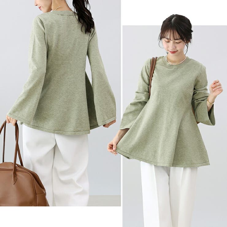 フレアスリーブペプラムニットプルオーバー | FUNNY COMPANY＋  | 詳細画像16 