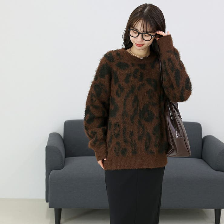 起毛加工レオパードニットプルオーバー | FUNNY COMPANY＋  | 詳細画像12 