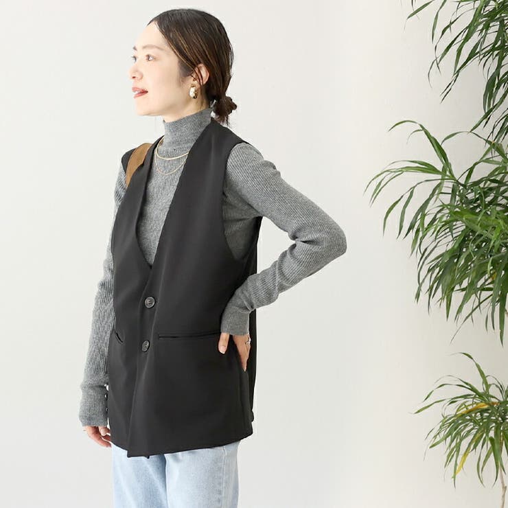 袖ボタンハイネックリブニットプルオーバー | FUNNY COMPANY＋  | 詳細画像10 