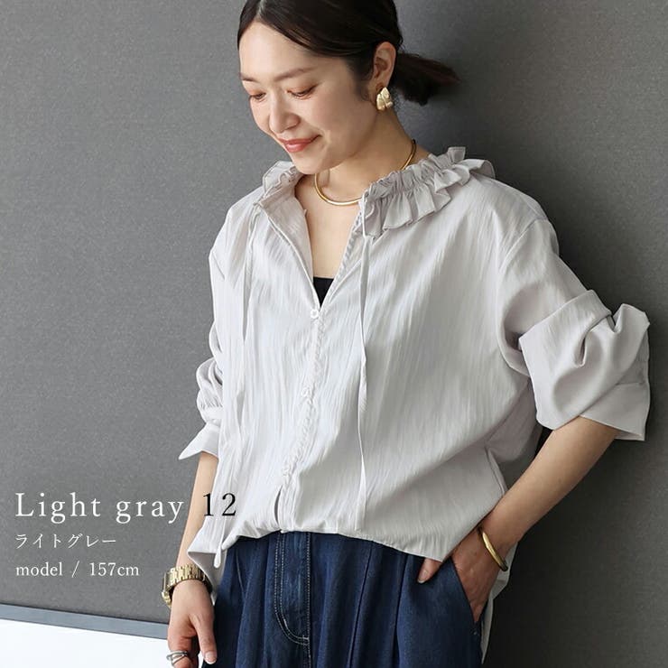 シワ加工フリルネック前開きブラウス | FUNNY COMPANY＋  | 詳細画像13 