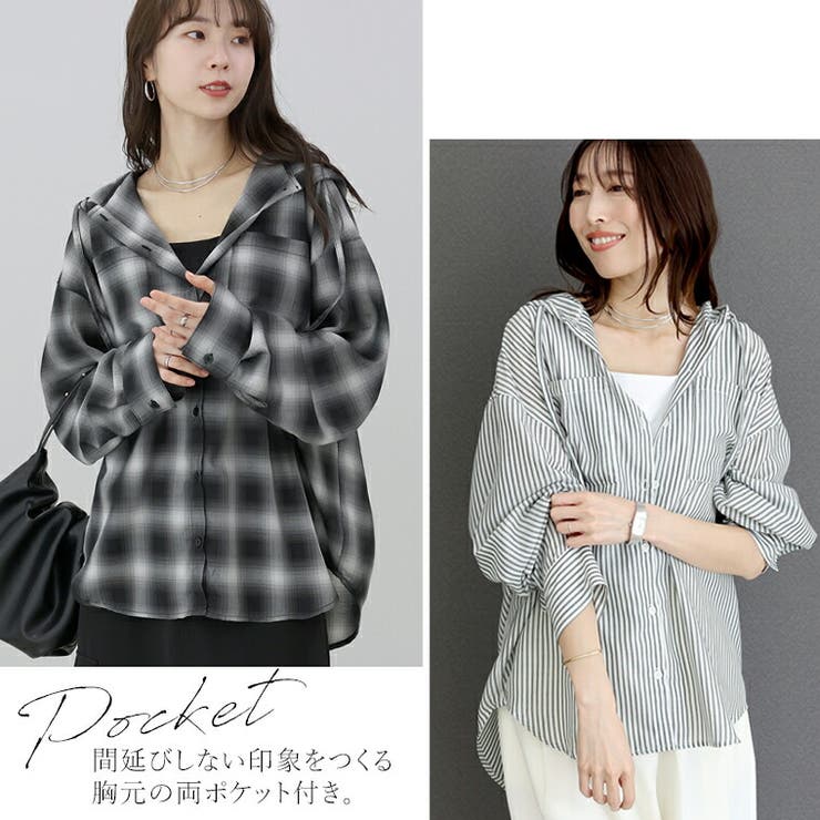 先染めプリントシアーフードシャツ | FUNNY COMPANY＋  | 詳細画像17 