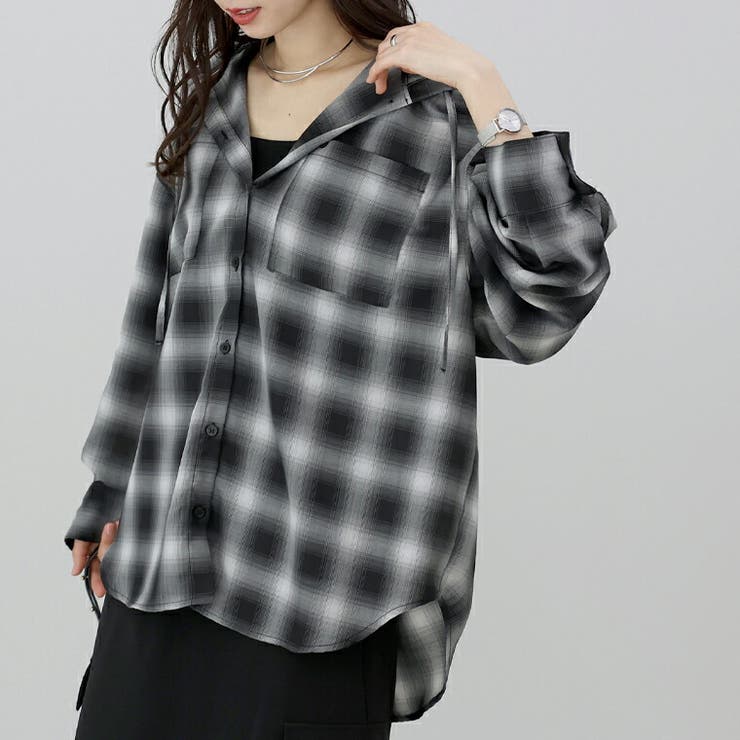 先染めプリントシアーフードシャツ | FUNNY COMPANY＋  | 詳細画像19 