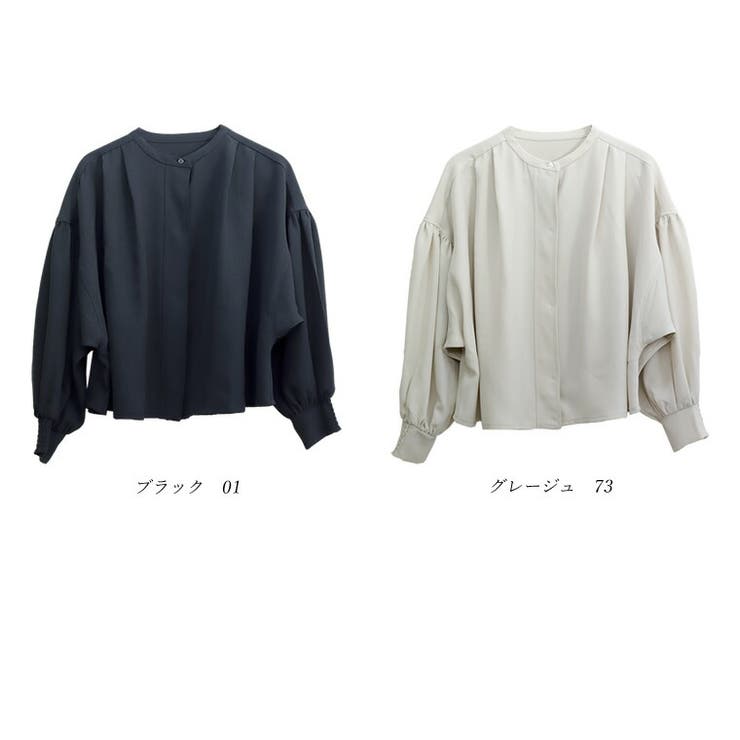 杢調ツイルタック使いドルマンブラウス[品番：FNYW0003183