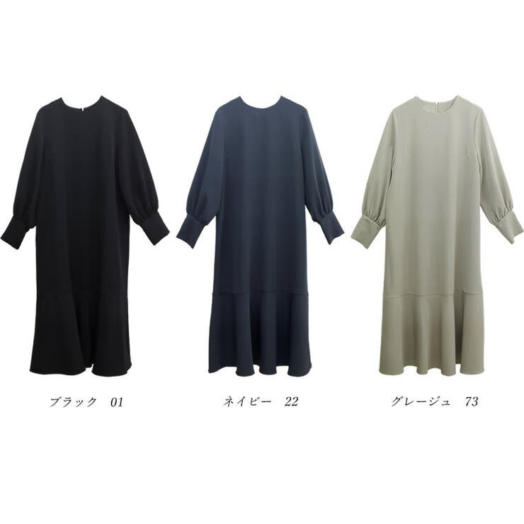 バックファスナー裾フレアロングワンピース | FUNNY COMPANY＋  | 詳細画像14 