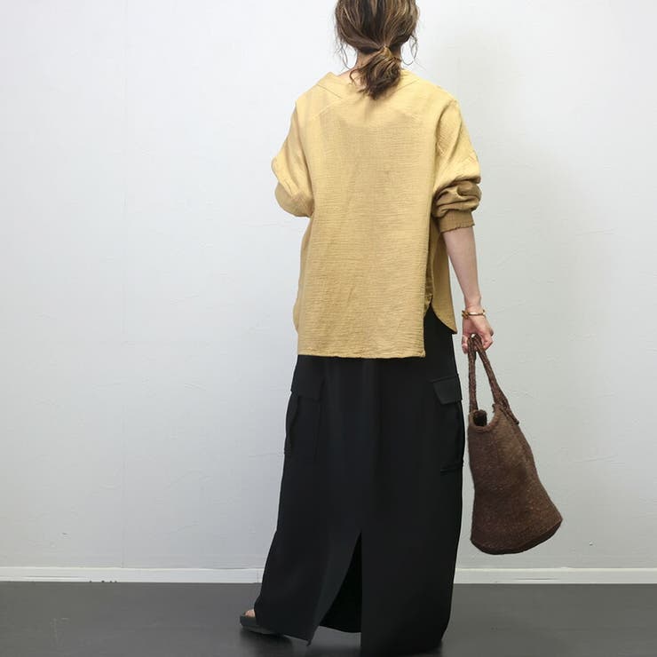 ダブルガーゼ袖口シャーリングVネックシャツ | FUNNY COMPANY＋  | 詳細画像11 