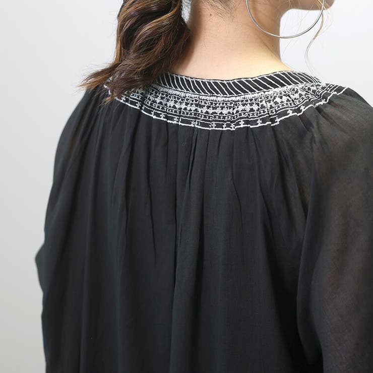 綿ボイル刺繍ロングワンピース