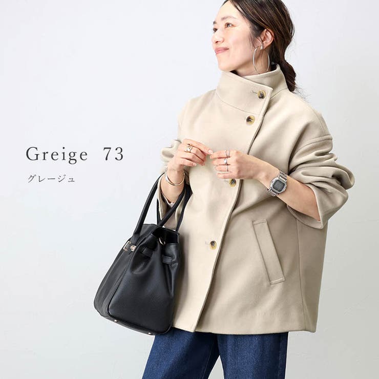 スタンドカラーミドルコート BEIGE スタンドカラーミドル丈ナイロンコート[K1134] - レディース