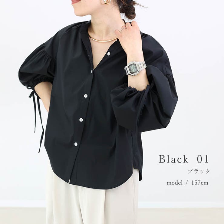 袖リボン前開きシャツブラウス | FUNNY COMPANY＋  | 詳細画像17 