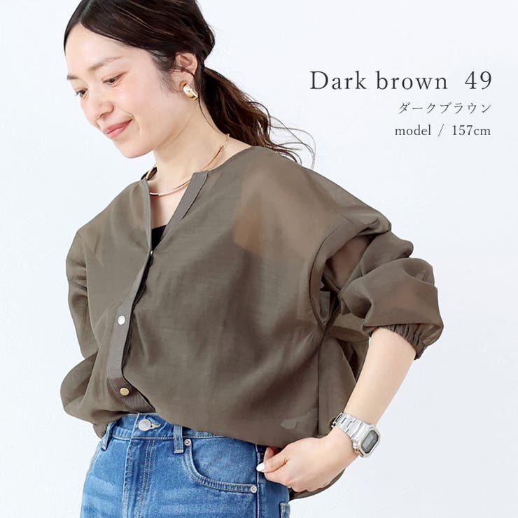 ドットボタンバックフリルシアーブラウス | FUNNY COMPANY＋  | 詳細画像13 